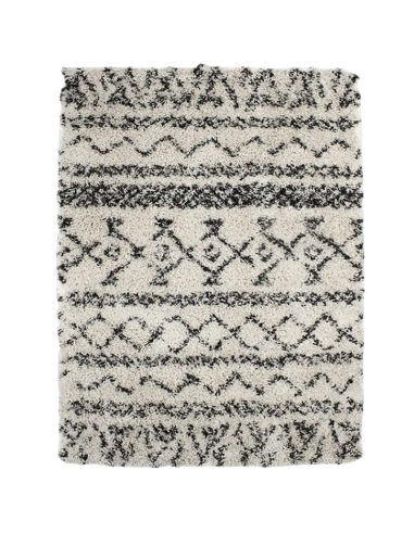 Tapis bohème Tribal poils longs écru prix