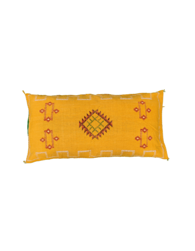 Grand Coussin Sabra Jaune Aurore Soie de Cactus france