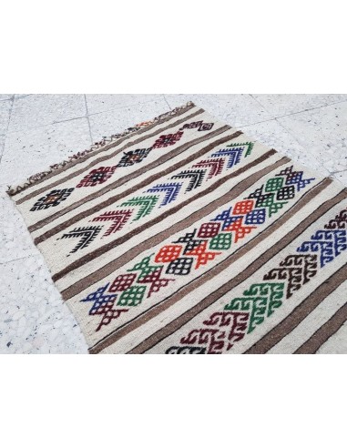 Tapis Kilim Blanc Ethniques  Tapis Turc  70x230 cm sur le site 