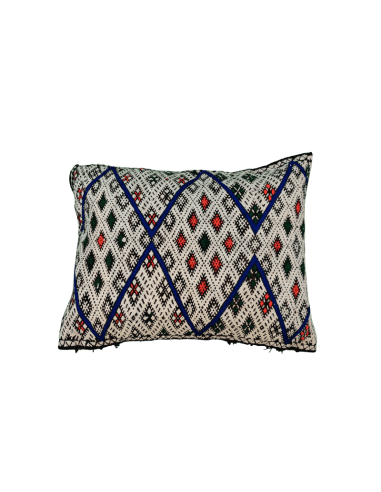 Coussin Kilim marocain losange bleu une grave pollution 