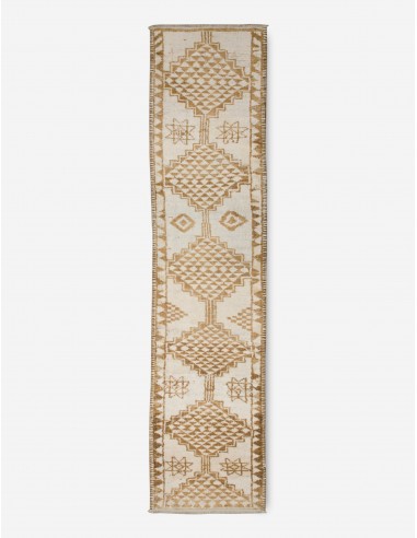 Vintage Turkish Hand-Knotted Wool Runner Rug No. 208, 2'6" x 12'3" Amélioration de cerveau avec