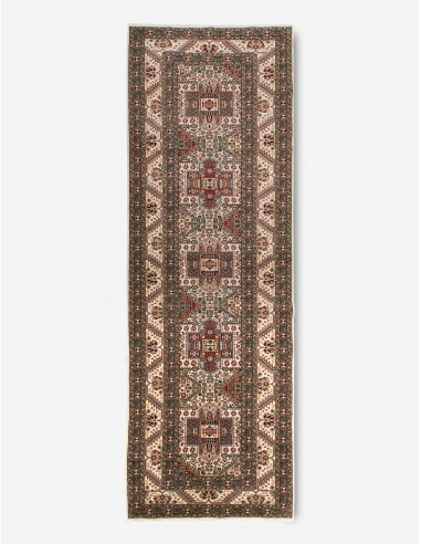 Vintage Turkish Hand-Knotted Wool Runner Rug No. 234, 3' x 9'8" rembourrage situé sous