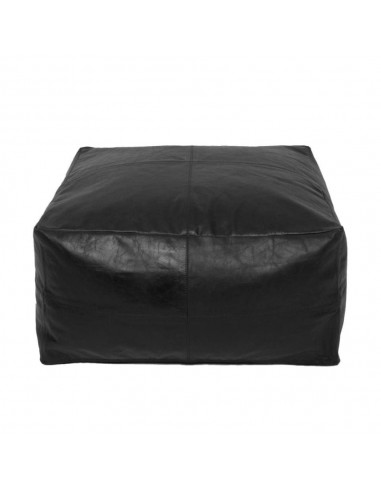 Pouf Carré Cuir Noir 2023